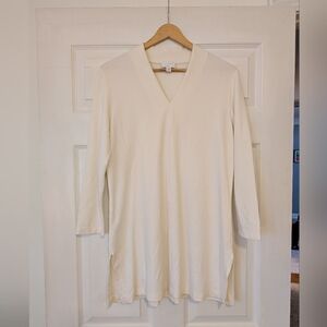 J. Jill Ponte White Tunic V-Neck Top Women's Size Small
